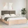 Image de Cadre De Lit Avec Tête De Lit Rembourrée Taupe 150 X 200 Cm Vidaxl