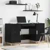 Image de Bureau Avec Porte Chêne Noir 140 X 50 X 75 Cm Bois D'ingénierie Vidaxl