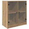 Image de Meuble de rangement moderne - vidaXL - Chêne artisanal - 68x37x75 5 cm - Portes en verre - Bois dingénierie