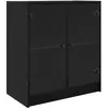 Image de Meuble de rangement moderne - vidaXL - Chêne Noir - 68x37x755 cm - Bois dingénierie - Portes en verre