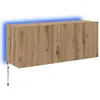Image de Meuble TV mural moderne - vidaXL - Chêne artisanal - 100x35x41 cm - Bois dingénierie - Bandes LED - Rangement dynamique