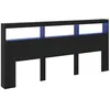 Image de Tête de lit moderne - vidaXL - Chêne noir - 220x17x102 cm - Bois dingénierie - Rangement intégré - Éclairage LED