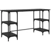 Image de Bureau en bois dingénierie - vidaXL - Chêne Noir - 140x50x75 cm - Rustique Industriel - 4 étagères - Usage intérieur