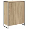 Image de Meuble à chaussures en bois dingénierie - vidaXL - Sonoma - 79x36x100 cm - 2 portes - Montage au sol - Pieds en acier