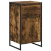 Image de Buffet industriel - vidaXL - Chêne fumé - 81x36x150.5 cm - Bois dingénierie - Étagères ajustables - Avec tiroir