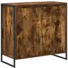 Image de Vidaxl meuble d'appoint chêne fumé 79 x 36 x 75 cm bois d'ingénierie