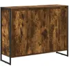 Image de Meuble à tiroirs en bois dingénierie - vidaXL - Chêne fumé - 965x30x75 cm - 3 portes - Design industriel