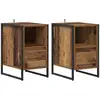 Image de Vidaxl table de chevet avec tiroir 2 pcs bois ancien 39,5 x 30 x 50 cm