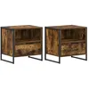 Image de Table de chevet industrielle - vidaXL - Chêne fumé - Bois dingénierie - 50x39 5x50 cm - 2 tiroirs - Style urbain