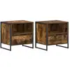 Image de Vidaxl table de chevet avec tiroir 2 pcs chêne fumé 50 x 39,5 x 50 cm