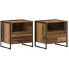 Image de Table de chevet industrielle - vidaXL - Bois Ancien - 50x395x50 cm - Bois dingénierie - 2 tiroirs - Style industriel