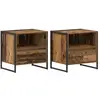 Image de Vidaxl table de chevet avec tiroir 2 pcs bois ancien 50 x 39,5 x 50 cm