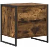 Image de Table de chevet industrielle - vidaXL - Chêne fumé - Bois dingénierie - 50x395x50 cm - 2 tiroirs - Pieds en acier