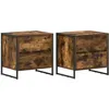 Image de Table de chevet industrielle - vidaXL - Chêne fumé - 50x395x50 cm - Bois dingénierie - Tiroir fonctionnel