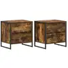 Image de Vidaxl table de chevet avec tiroir 2 pcs chêne fumé 50 x 39,5 x 50 cm
