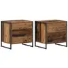Image de Vidaxl table de chevet avec tiroir 2 pcs bois ancien 50 x 39,5 x 50 cm