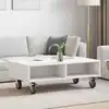 Image de Table D'appoint Avec Roues Blanc 90 X 50 X 30 Cm Vidaxl