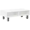 Image de Vidaxl table d'appoint avec roues blanc 90 x 50 x 30 cm