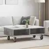 Image de Table D'appoint Avec Roues Gris Béton 90 X 50 X 30 Cm Vidaxl