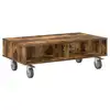 Image de Vidaxl table d'appoint avec roues chêne fumé 90 x 50 x 30 cm