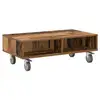 Image de Vidaxl table d'appoint avec roues bois ancien 90 x 50 x 30 cm