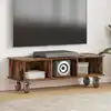 Image de Meuble Tv Chêne Fumé 100 X 35 X 35 Cm Bois D'ingénierie Vidaxl