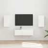Image de Fixation tv - support tv - support mural pour tv Vidaxl Ensemble de meuble TV mural 4 pcs Blanc Bois dingénierie