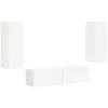 Image de Ensemble meuble TV mural - vidaXL - Blanc - Bois dingénierie - 30x31x80 cm - 60x31x295 cm - 2 portes - 2 étagères
