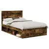 Image de Vidaxl cadre de lit chêne fumé 120 x 190 cm bois de pin massif