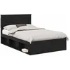 Image de Cadre de lit moderne - vidaXL - Noir - Pin massif - 120x190 cm - 123x200x100 cm - Cadre à lattes - Tête de lit incluse