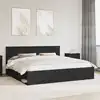 Image de Cadre De Lit Avec Tête De Lit Noir 200 X 200 Cm Pin Massif Vidaxl