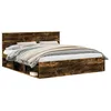 Image de Cadre de lit moderne - vidaXL - Chêne fumé - Pin massif - 210x183x90 cm - Lit super king - Base à lattes - Durable