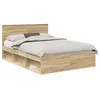 Image de Cadre de lit moderne - vidaXL - 140x190 cm - Sonoma - Pin massif - Bois dingénierie - Base à lattes fixes - Durable