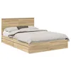 Image de Lit de rangement en bois dingénierie - vidaXL - Chêne Sonoma - 140x190 cm - 200x143x90 cm - Avec tiroirs
