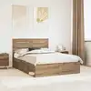Image de Cadre De Lit Chêne Artisan 140 X 190 Cm Pin Massif Vidaxl