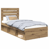 Image de Vidaxl cadre de lit chêne artisan 90 x 190 cm pin massif