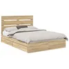Image de Lit de rangement en bois dingénierie - vidaXL - Chêne Sonoma - 140x190 cm - Tiroirs intégrés - Cadre à lattes - Durable