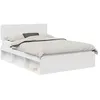 Image de Cadre de lit moderne - vidaXL - 140x190 cm - Blanc - Pin massif - Bois dingénierie - Cadre à lattes - Durable