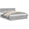 Image de Cadre de lit moderne - vidaXL - Gris Sonoma - Bois dingénierie - 203x203x100 cm - Avec tiroir - Tête de lit incluse