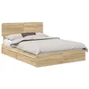 Image de Lit de rangement - vidaXL - Chêne sonoma - 140x190 cm - Bois dingénierie - Avec tiroir - Cadre à lattes