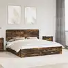 Image de Cadre De Lit Chêne Fumé 200 X 200 Cm Bois D'ingénierie Vidaxl