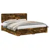 Image de Vidaxl cadre de lit chêne fumé 200 x 200 cm bois d'ingénierie