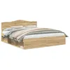 Image de Cadre de lit moderne - vidaXL - Sonoma - Pin massif - Bois dingénierie - 206x203x90 cm - Lit empereur