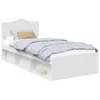 Image de Cadre de lit avec tête de lit - vidaXL - Blanc - Pin massif - 90x200 cm - 206x93x90 cm - Poids maximal 100 kg