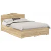 Image de Cadre de lit moderne avec rangement - vidaXL - 140x190 cm - Chêne Sonoma - Bois dingénierie - 193x143x90 cm