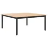 Image de Table basse en bois de pin massif - vidaXL - Naturel - 100x100x45 cm - Pieds en métal - Design carré - Usage intérieur