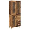 Image de Buffet moderne en bois dingénierie - vidaXL - Bois Ancien - 695x34x180 cm - Portes en verre - Étagères robustes