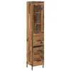 Image de Armoire haute en bois dingénierie - vidaXL - Bois ancien - 345x34x180 cm - Avec tiroir - 1 porte à charnières