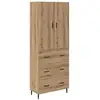 Image de Vidaxl haut armoire 2 pc chêne artisanal 69,5 x 34 x 180 cm