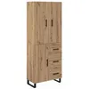 Image de Buffet haut moderne - vidaXL - Chêne artisanal - 695 x 34 x 180 cm - Bois aggloméré et verre - 3 portes - 1 tiroir